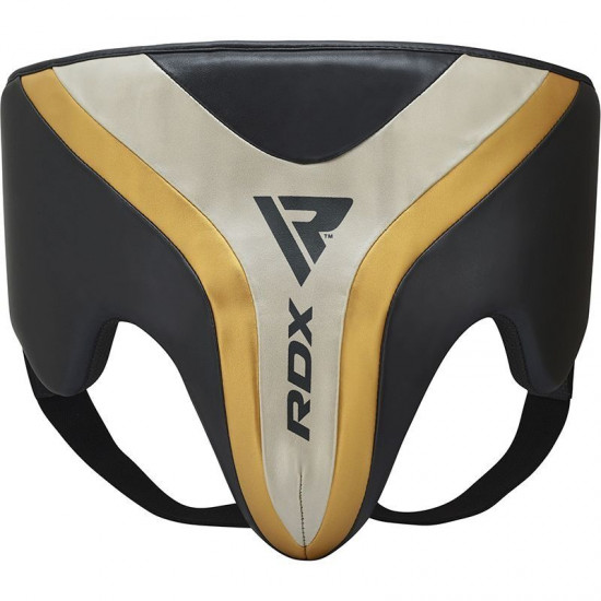 RDX T17 Aura Kruisbeschermer Groin Guard - Zwart-goud RDX T17 Aura Kruisbeschermer Groin Guard - Zwart-goud
