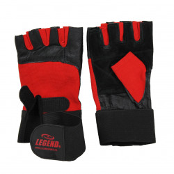 Fitness handschoenen leder zwart/rood Legend