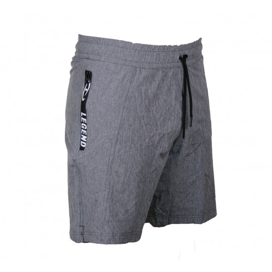 Korte broek/short Legend met rits vakken melange grijs - Maat: 4XS