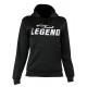 Hoodie dames/heren trendy Legend design zwart - Maat: XXXS