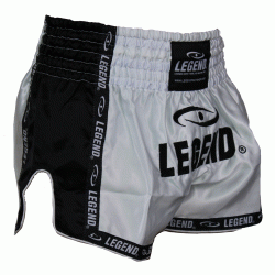 Kickboks broekje Wit/Zwart Legend Trendy  - Maat: L