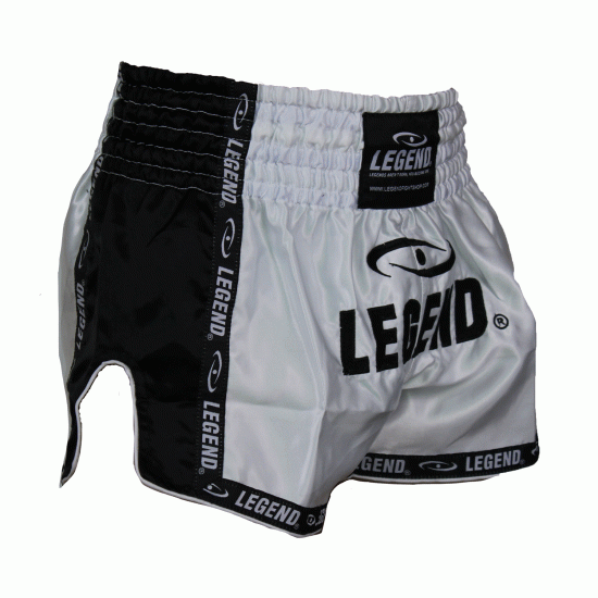 Kickboks broekje Wit/Zwart Legend Trendy  - Maat: XL