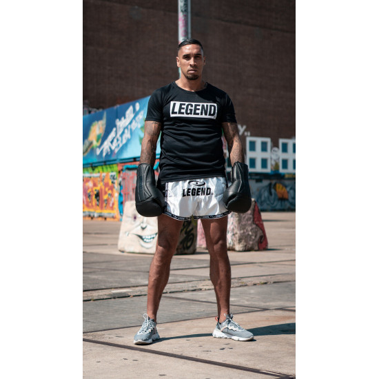 t-shirt zwart mesh Legend inspiration quote - Maat: L