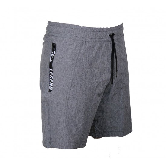 Korte broek/short Legend met rits vakken melange grijs - Maat: S Korte broek/short Legend met rits vakken melange grijs - Maat: S