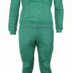 Joggingpak dames/heren met hoodie groen - Maat: L