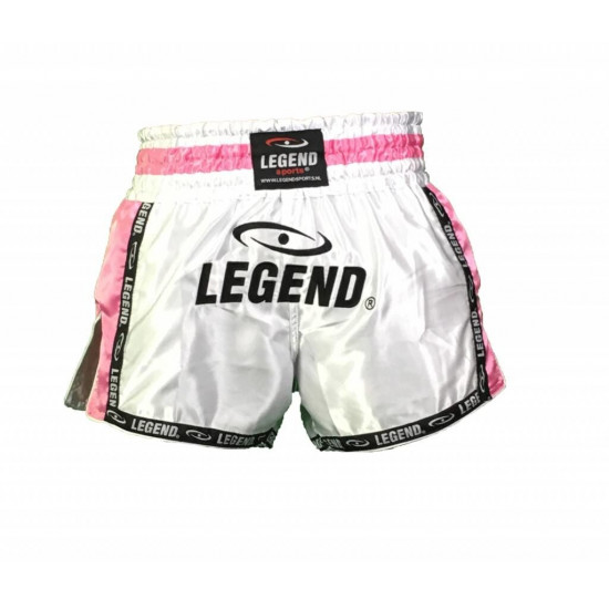 Kickboks broekje dames roze/wit Legend Trendy - Maat: S Kickboks broekje dames roze/wit Legend Trendy - Maat: S