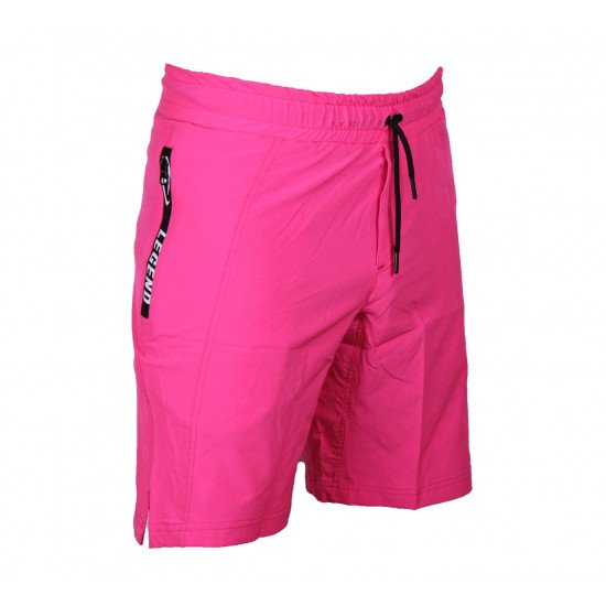 Korte broek/short Legend met rits vakken neon roze - Maat: 2XS