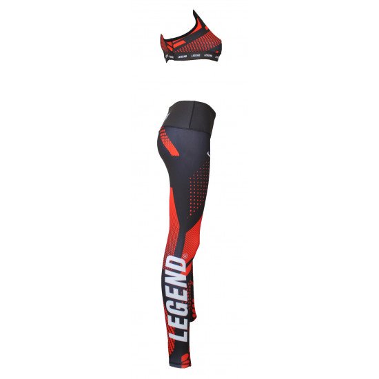 Sportlegging dames Legend Zwart/rood - Maat: XXS