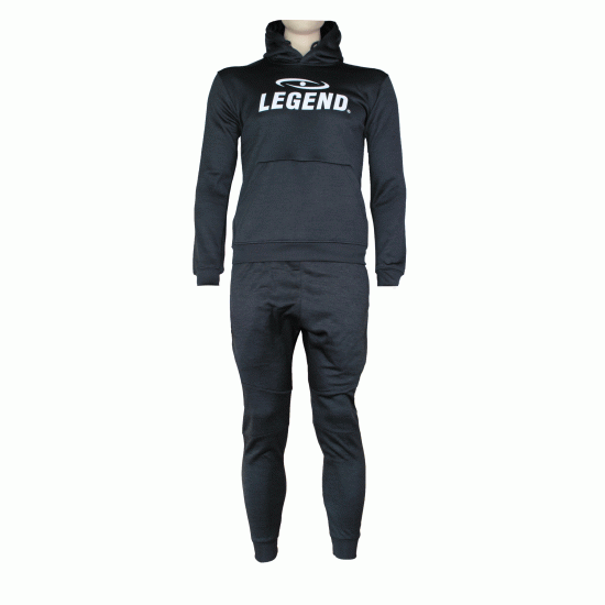 Joggingpak dames/heren met hoodie zwart - Maat: XXS